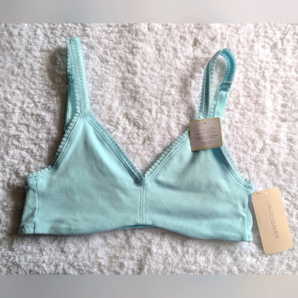 🆕 On Gossamer Cabana Cotton Collection Aqua Bralette Size Small Peruvian Pima